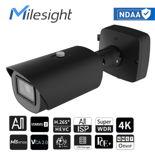 MILESIGHT PRO PLUS 8MP AI MOTORISEERITUD LÄÄTS 2,8-12mm TORUKAAMERA MS-C8266-RFIPG1